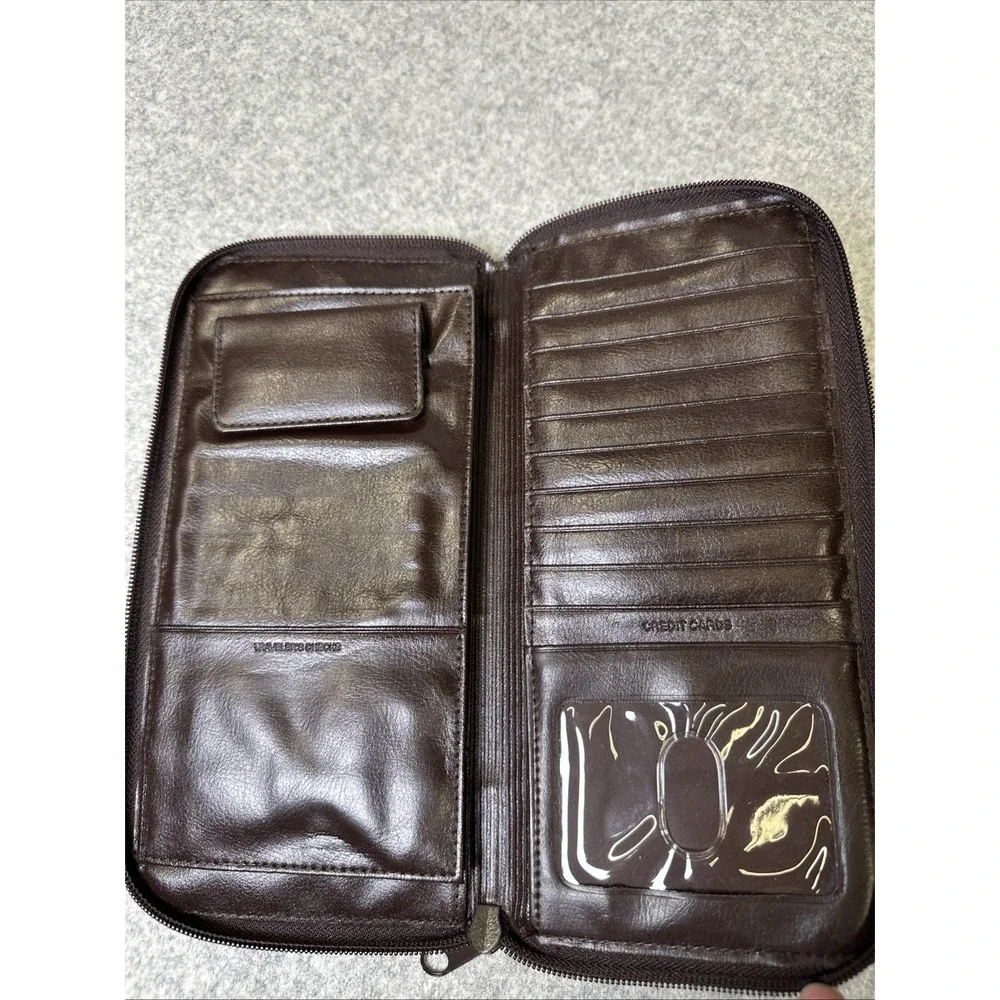 Dopp Travel Wallet Passport Holder Genuine Leather Brown ID Slots